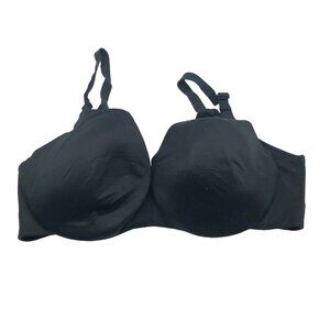 Cacique Black Lightly Lined Balconette Bra Adjustable Straps Hook Closure 44DD